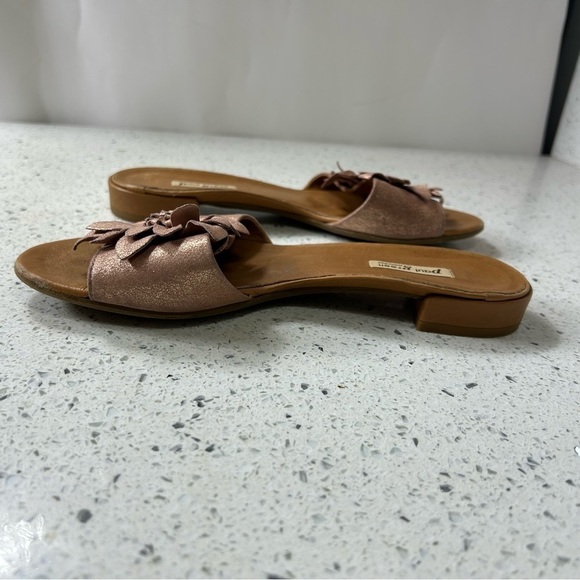 Paul Green Flower Metallic Leather Slide Sandal Mini Block Heel​​​​ - Picture 7 of 10